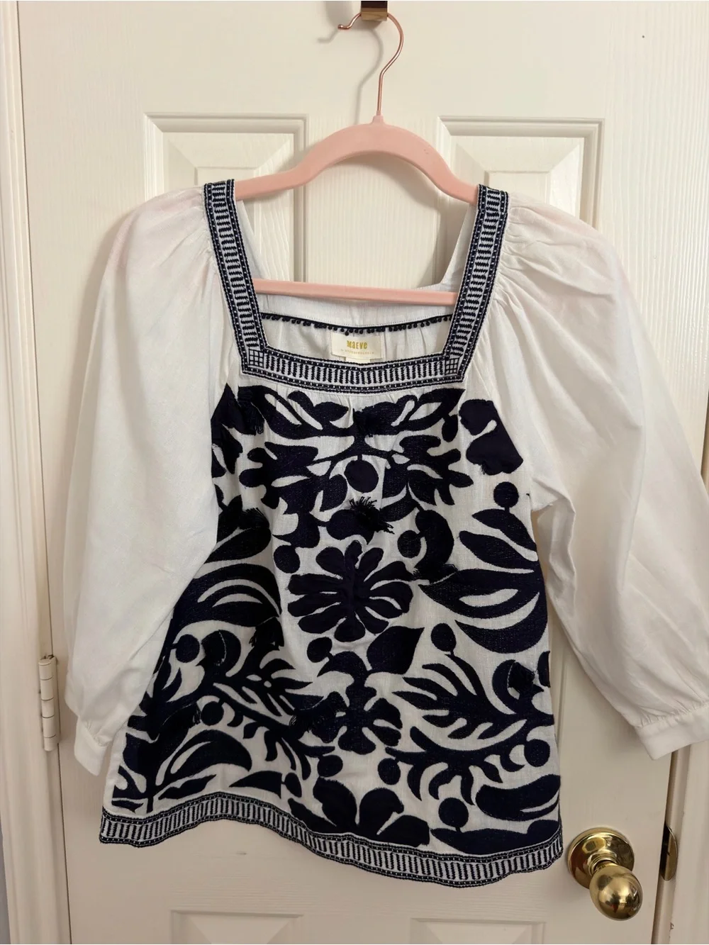 NWT Maeve by Anthropologie Liyah Embroidered Peasant Blouse
